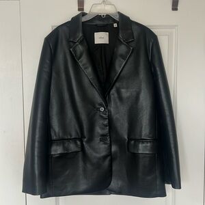 Wilfred black vegan leather “Memories” blazer, purchased from Aritzia.